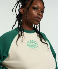 The Ragged Priest Ragged Green & White Raglan Sweater