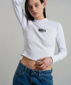 The Ragged Priest Ragged White Ribbed Long Sleeve Tee